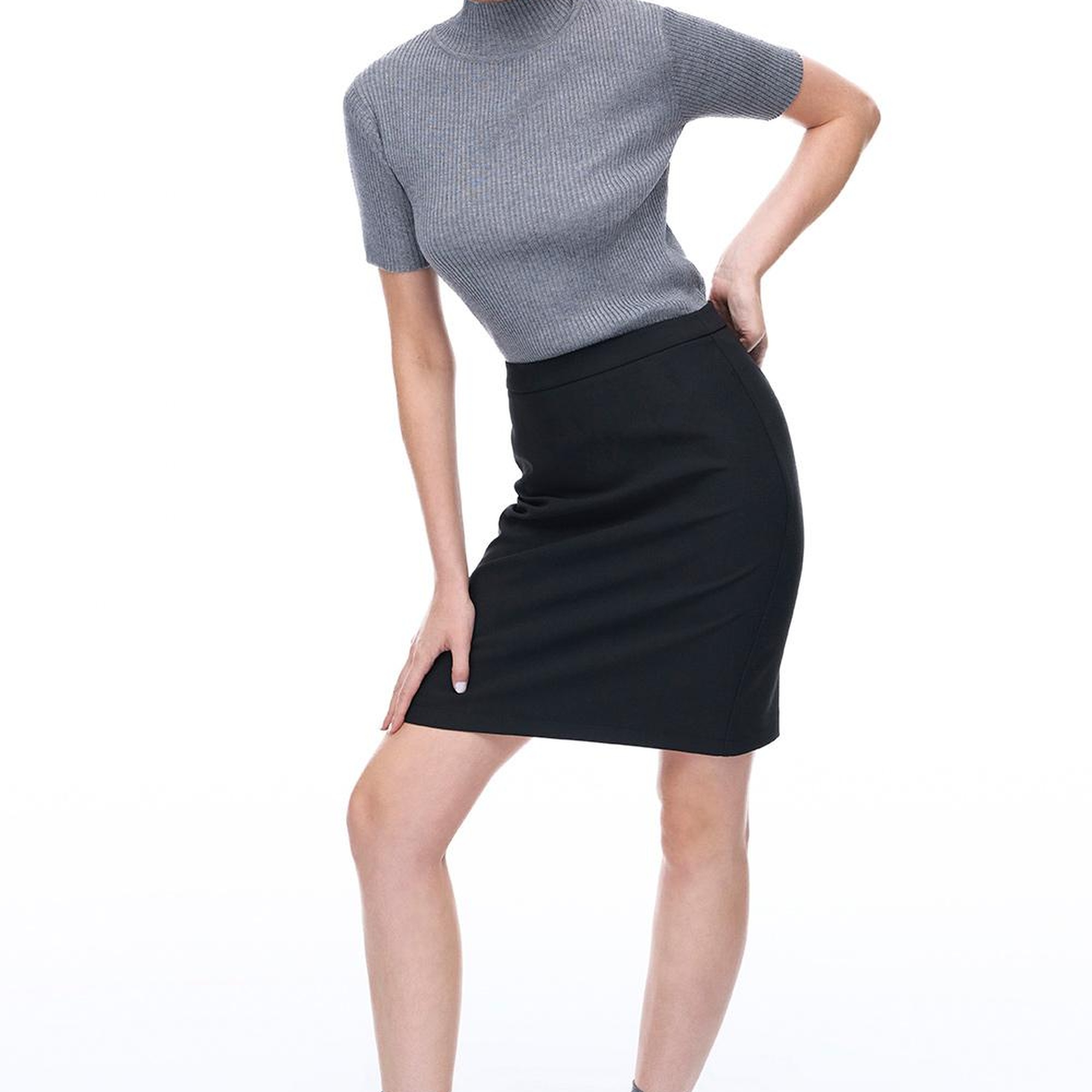 Morningstar Slim Fit Diz Üstü Siyah Etek