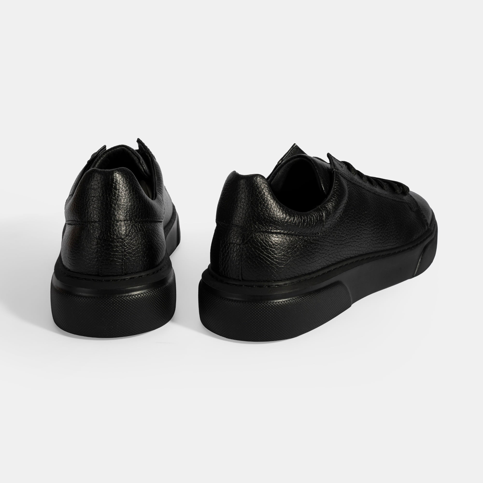 Erkek Siyah Bağcıklı Deri Günlük Ayakkabı