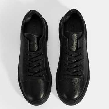  Erkek Siyah Bağcıklı Deri Günlük Ayakkabı