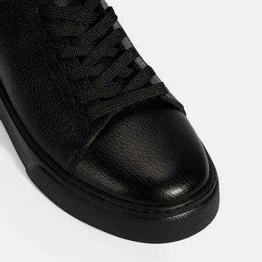  Erkek Siyah Bağcıklı Deri Günlük Ayakkabı