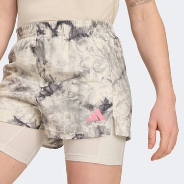  adidas Own The Run Spray Dye 2in1 Kadın Gri Koşu Şortu