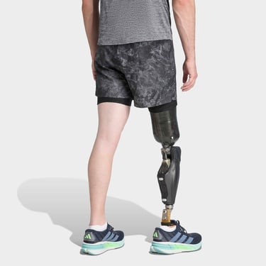  adidas Own The Run Spray Dye 2in1 Erkek Gri Koşu Şortu