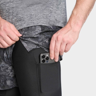  adidas Own The Run Spray Dye 2in1 Erkek Gri Koşu Şortu