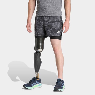  adidas Own The Run Spray Dye 2in1 Erkek Gri Koşu Şortu
