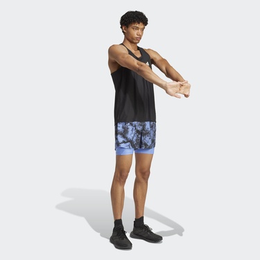  adidas Own The Run Spray Dye 2in1 Erkek Mavi Koşu Şortu