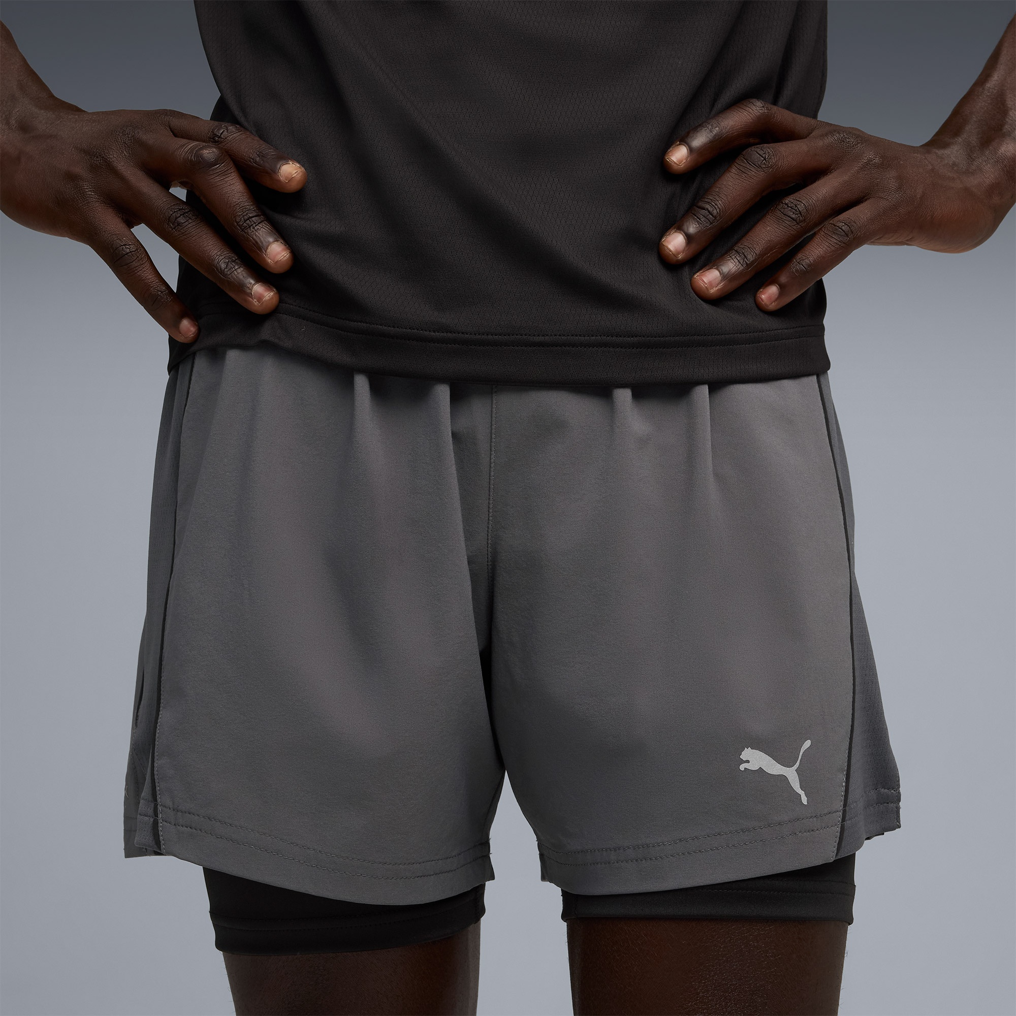 Puma Run Velocity 2in1 Erkek Gri Koşu Şortu