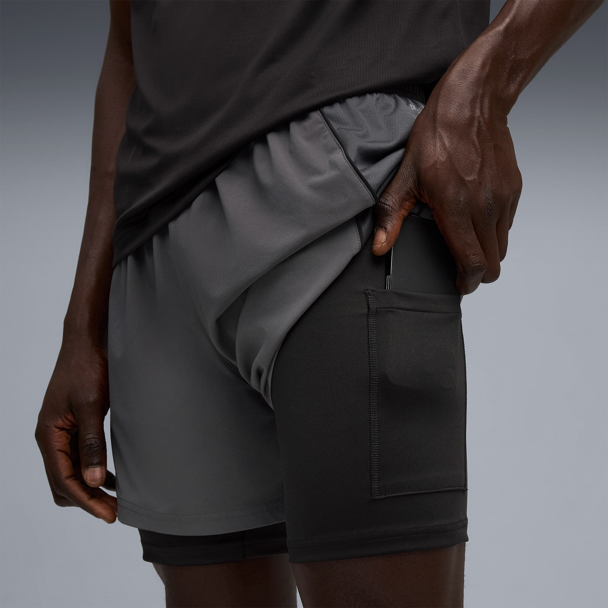 Puma Run Velocity 2in1 Erkek Gri Koşu Şortu