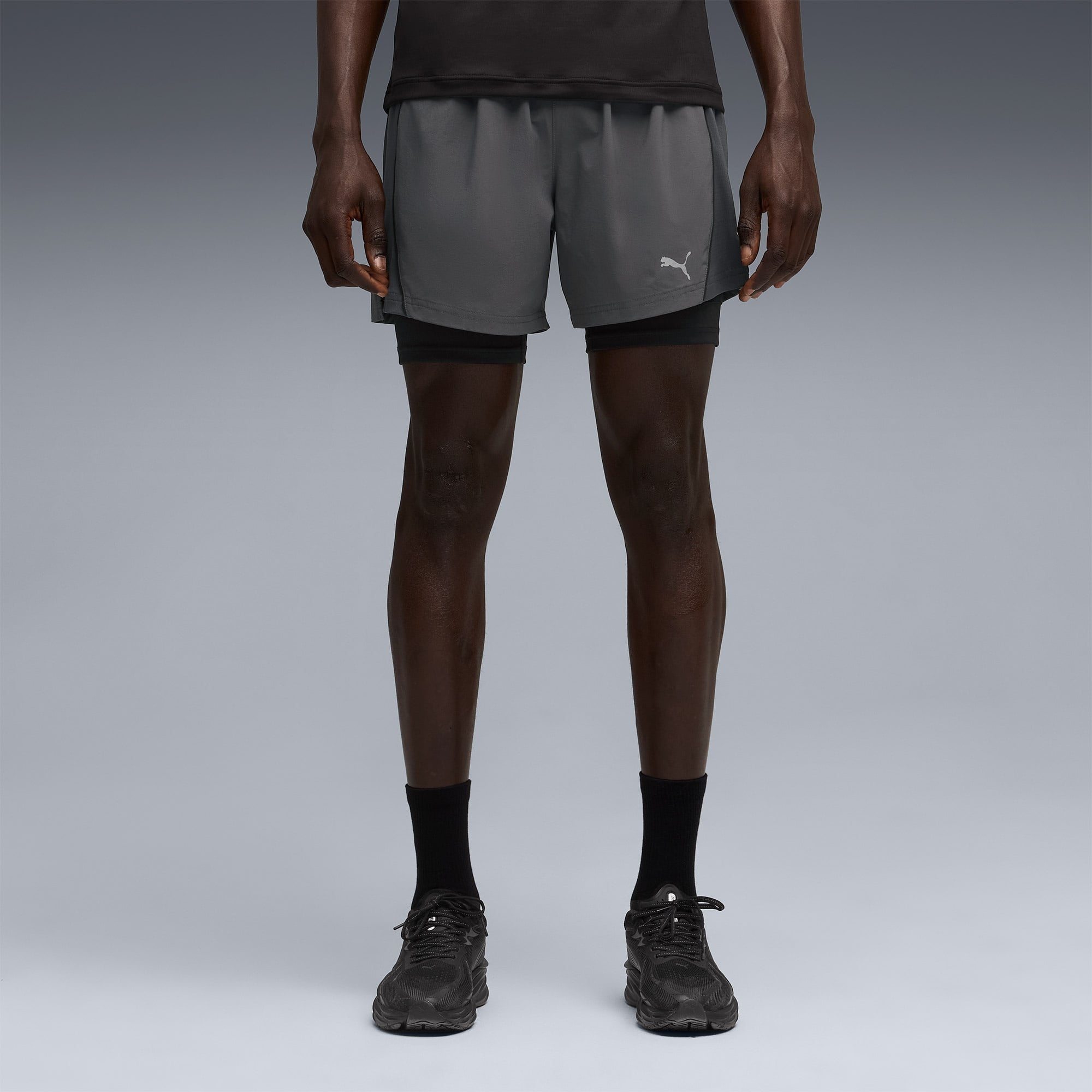 Puma Run Velocity 2in1 Erkek Gri Koşu Şortu