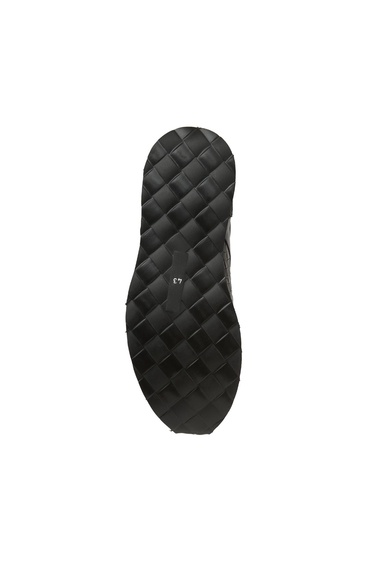  George Hogg Erkek Siyah Örgü Detaylı Deri Sneaker