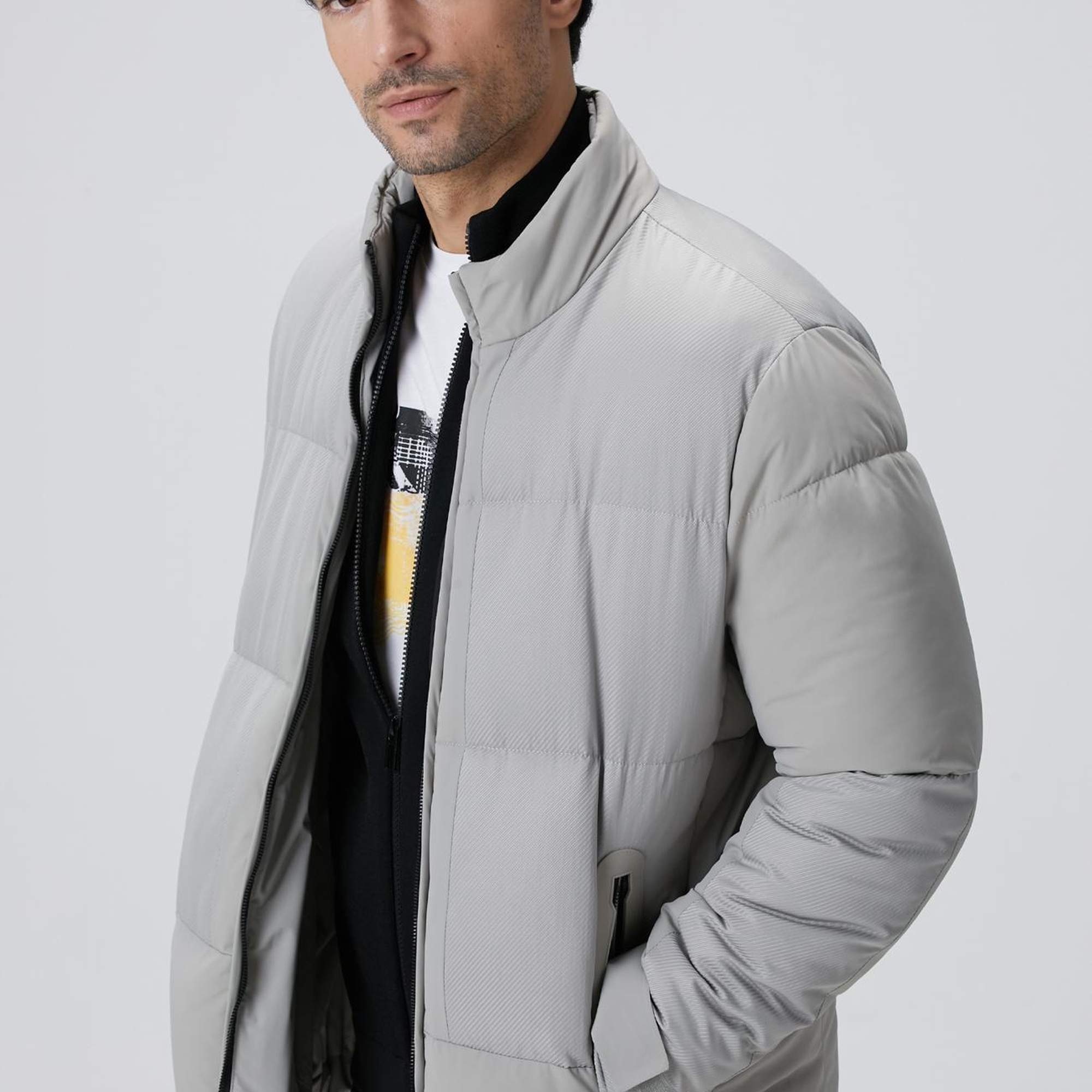 Network Erkek Taş N-Tech Dik Yaka Puffer Mont