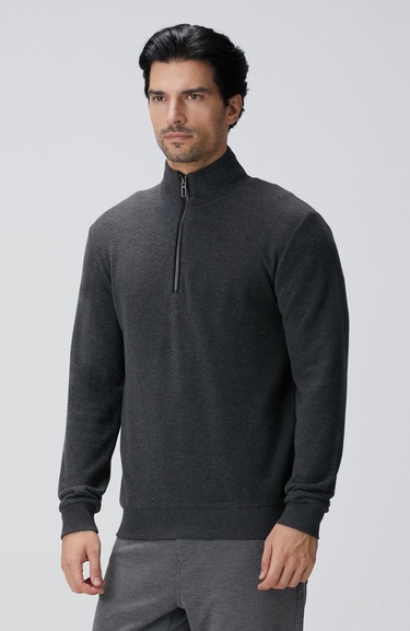  Network Erkek Antrasit Dik Yaka Fermuarlı Sweatshirt