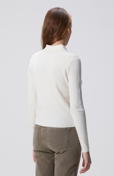  Network Kadın Kırık Beyaz Yün Karışımlı Fermuarlı Triko Kazak