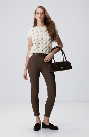  Network Kadın Kırık Beyaz Yün Karışımlı Saç Örgü Kazak