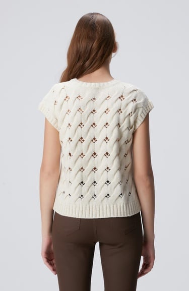  Network Kadın Kırık Beyaz Yün Karışımlı Saç Örgü Kazak