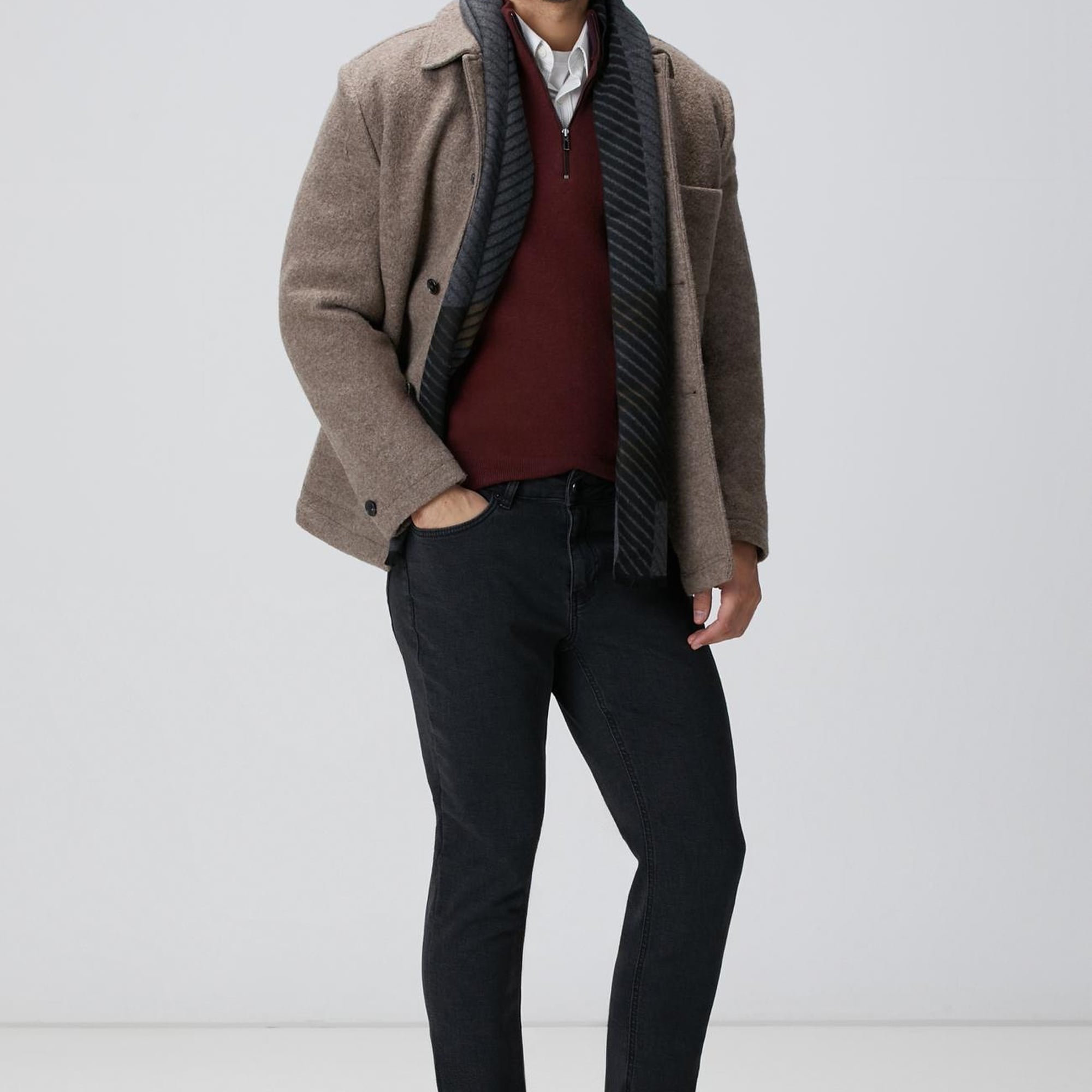 Network Erkek Bordo Triko Kazak