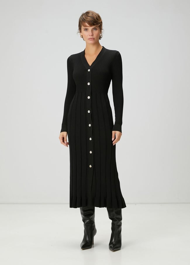  Beymen Club Kadın Siyah Midi Triko Elbise