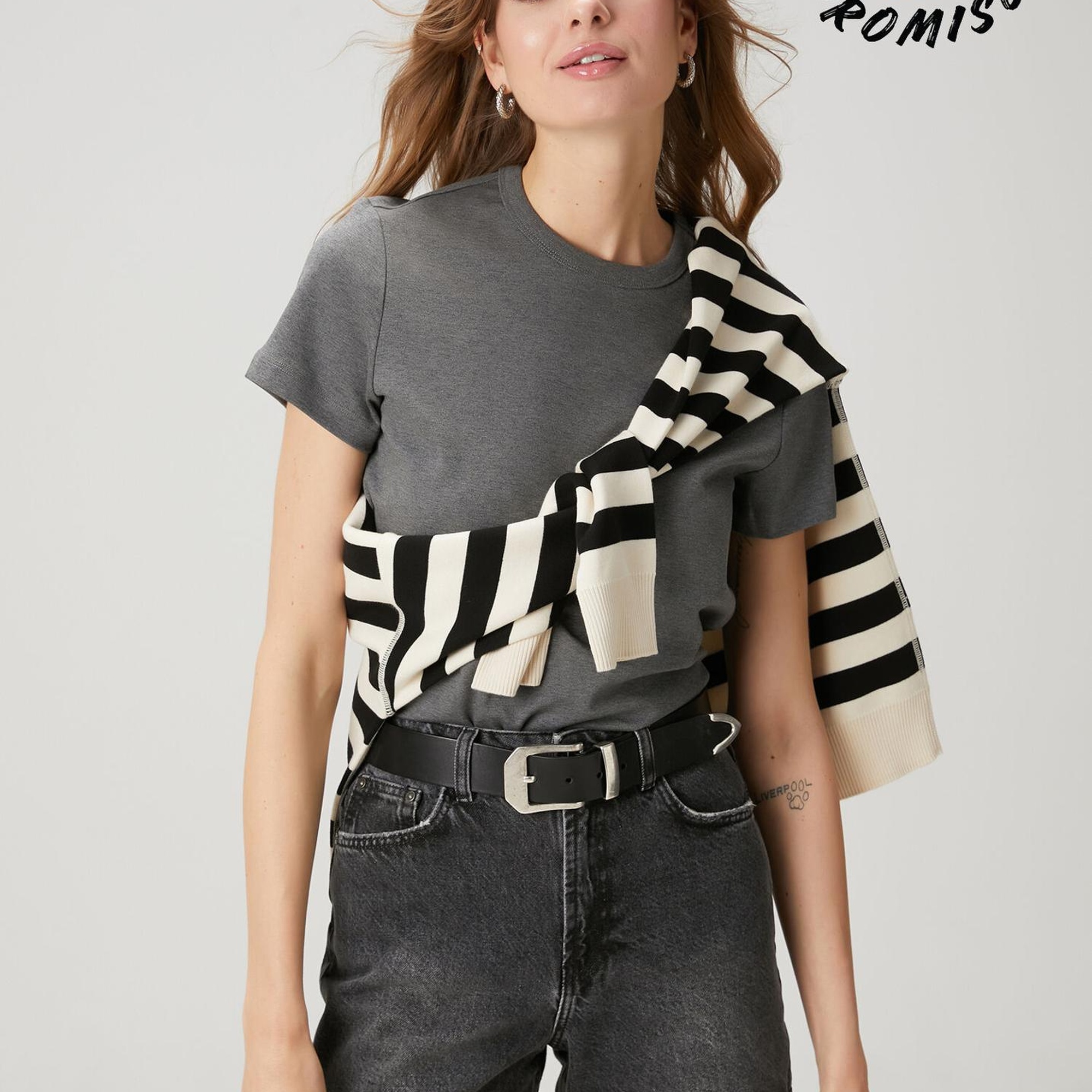 Beymen Club Kadın Gri Melanj T-shirt