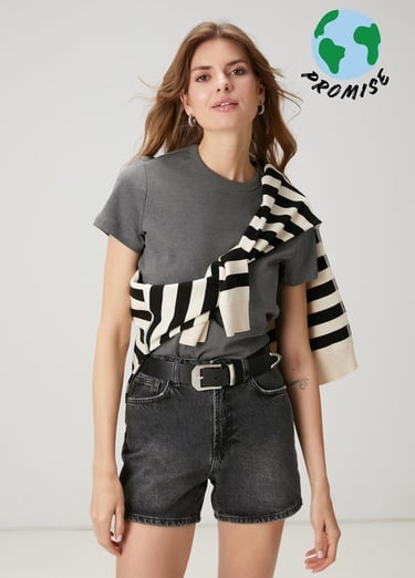  Beymen Club Kadın Gri Melanj T-shirt