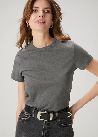  Beymen Club Kadın Gri Melanj T-shirt