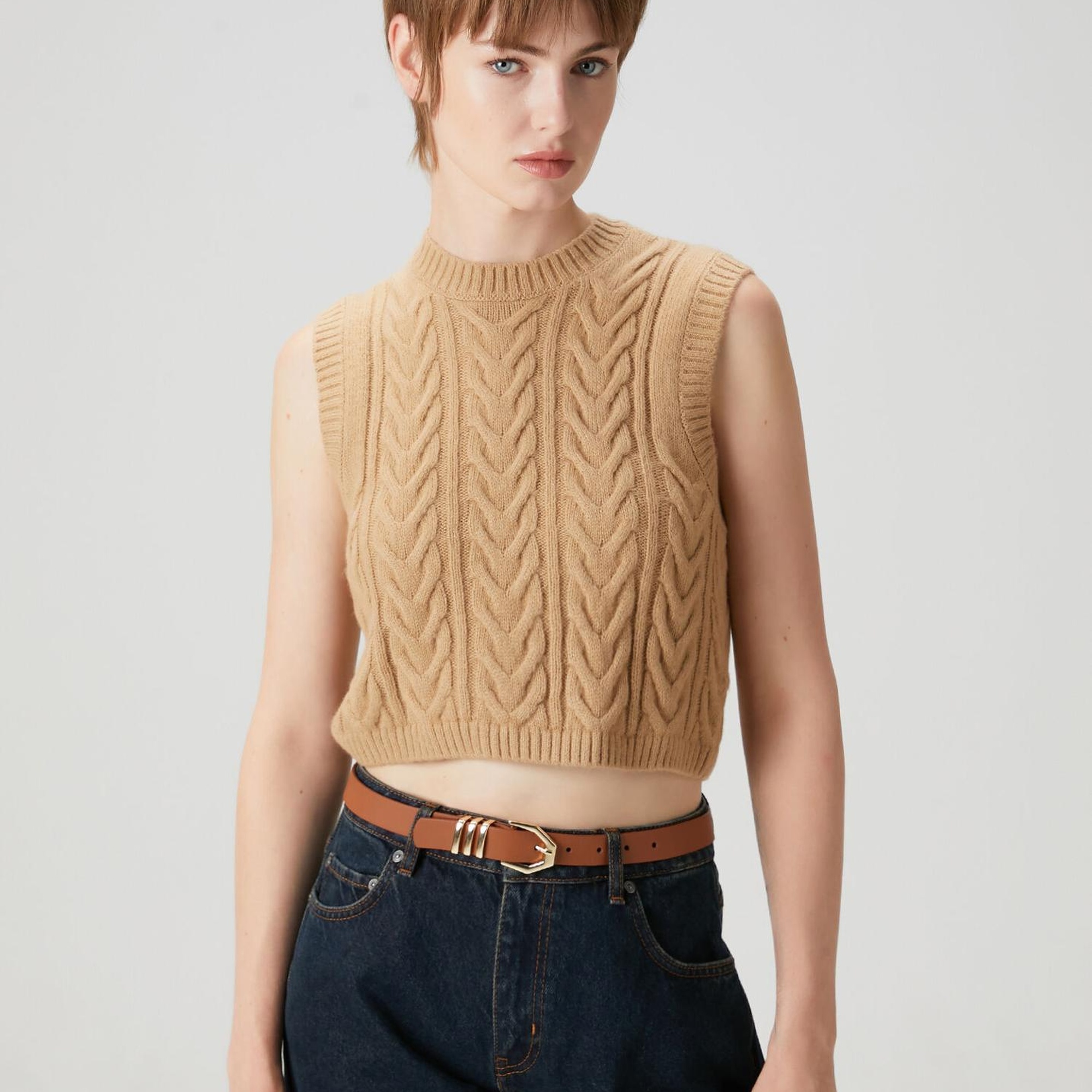 Beymen Club Kadın Camel Örgü Crop Triko