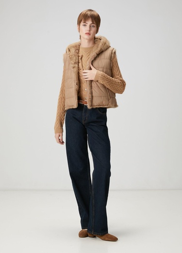  Beymen Club Kadın Camel Örgü Crop Triko