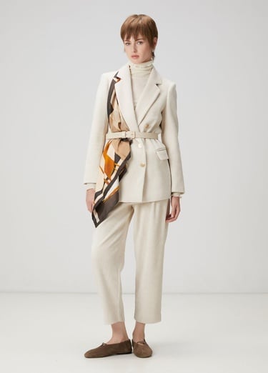  Beymen Club Kadın Ekru Fitilli Havuç Pantolon