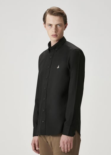  Beymen Club Erkek Slim Fit Siyah Oxford Gömlek