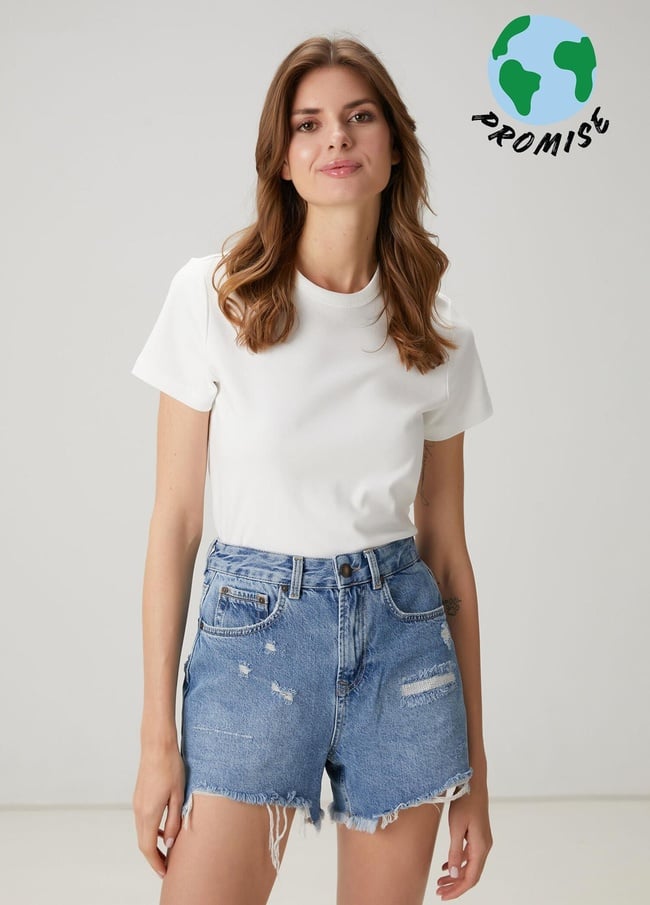  Beymen Club Kadın Kırık Beyaz T-shirt