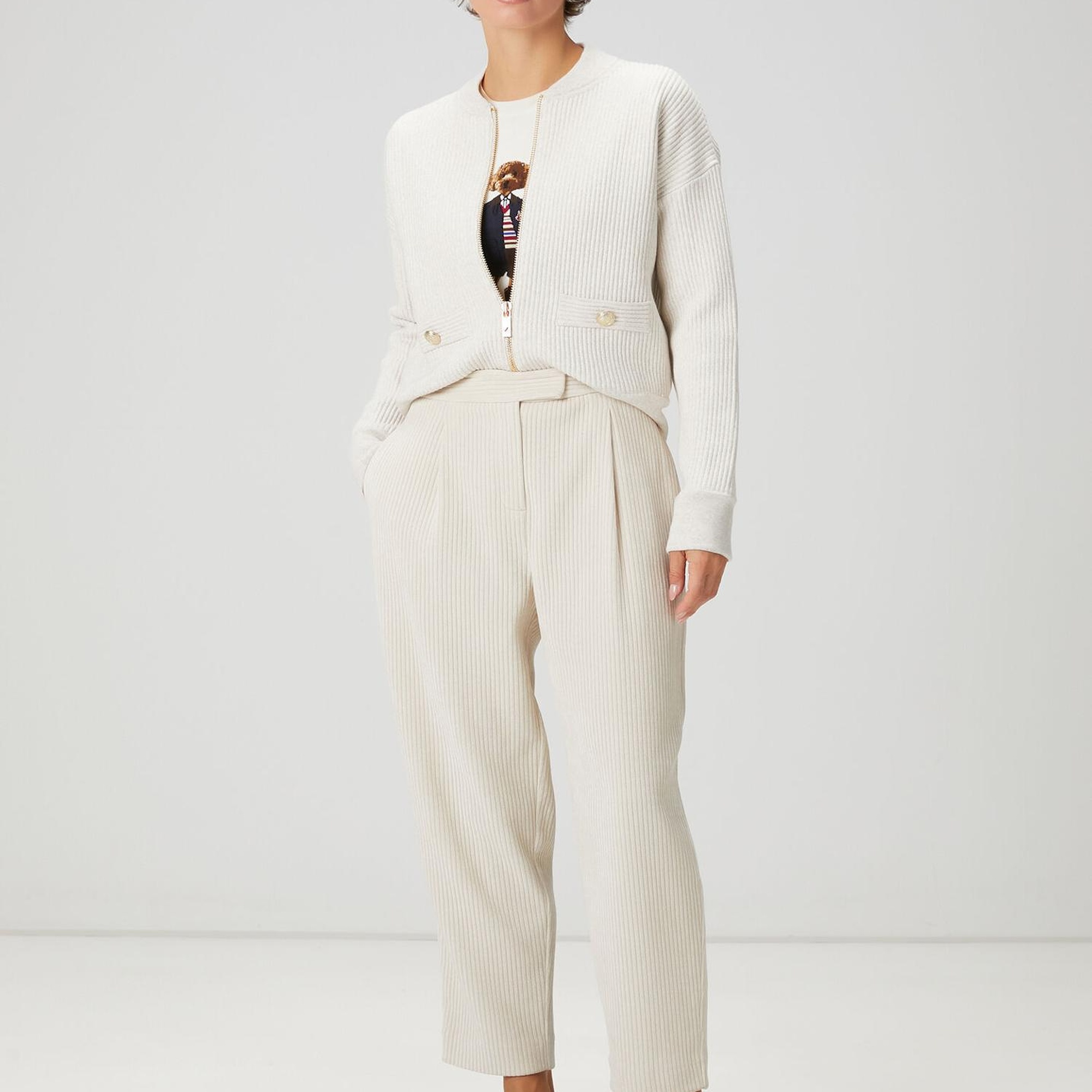 Beymen Club Kadın Açık Bej Ottoman Dokulu Yün Bomber Ceket