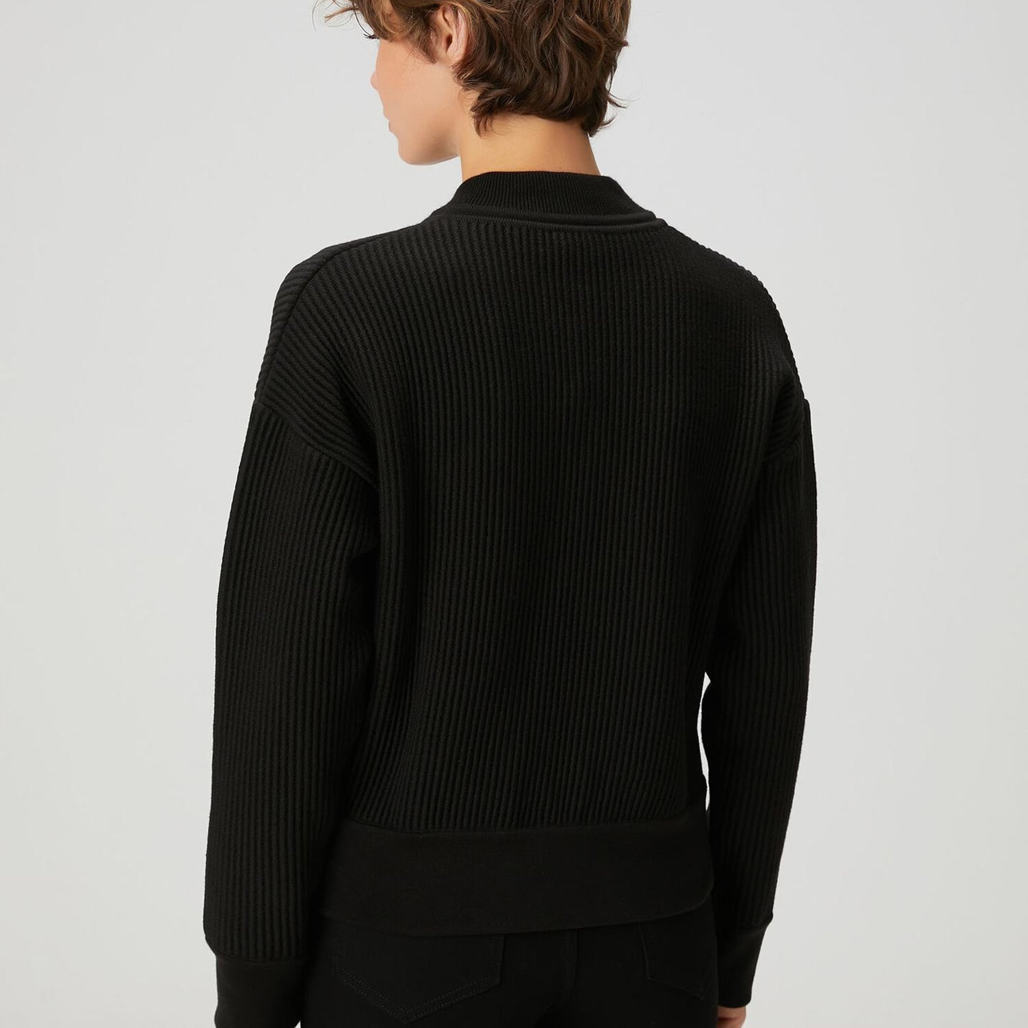 Beymen Club Kadın Siyah Ottoman Dokulu Yün Bomber Ceket