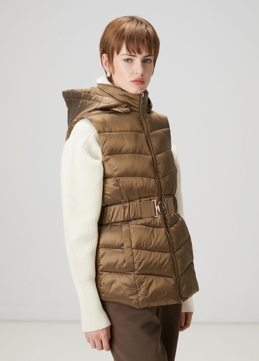  Beymen Club Kadın Kahverengi Kapüşonlu Puffer Yelek