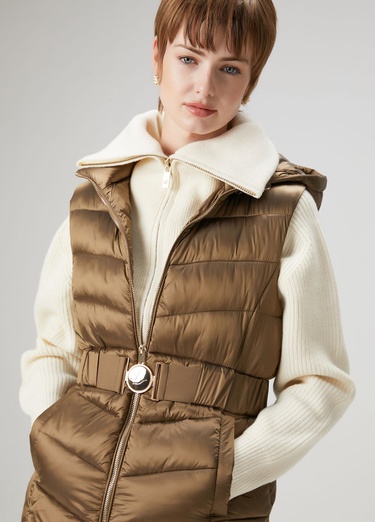  Beymen Club Kadın Kahverengi Kapüşonlu Puffer Yelek