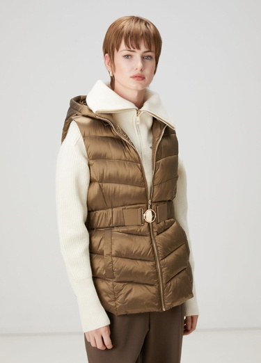  Beymen Club Kadın Kahverengi Kapüşonlu Puffer Yelek