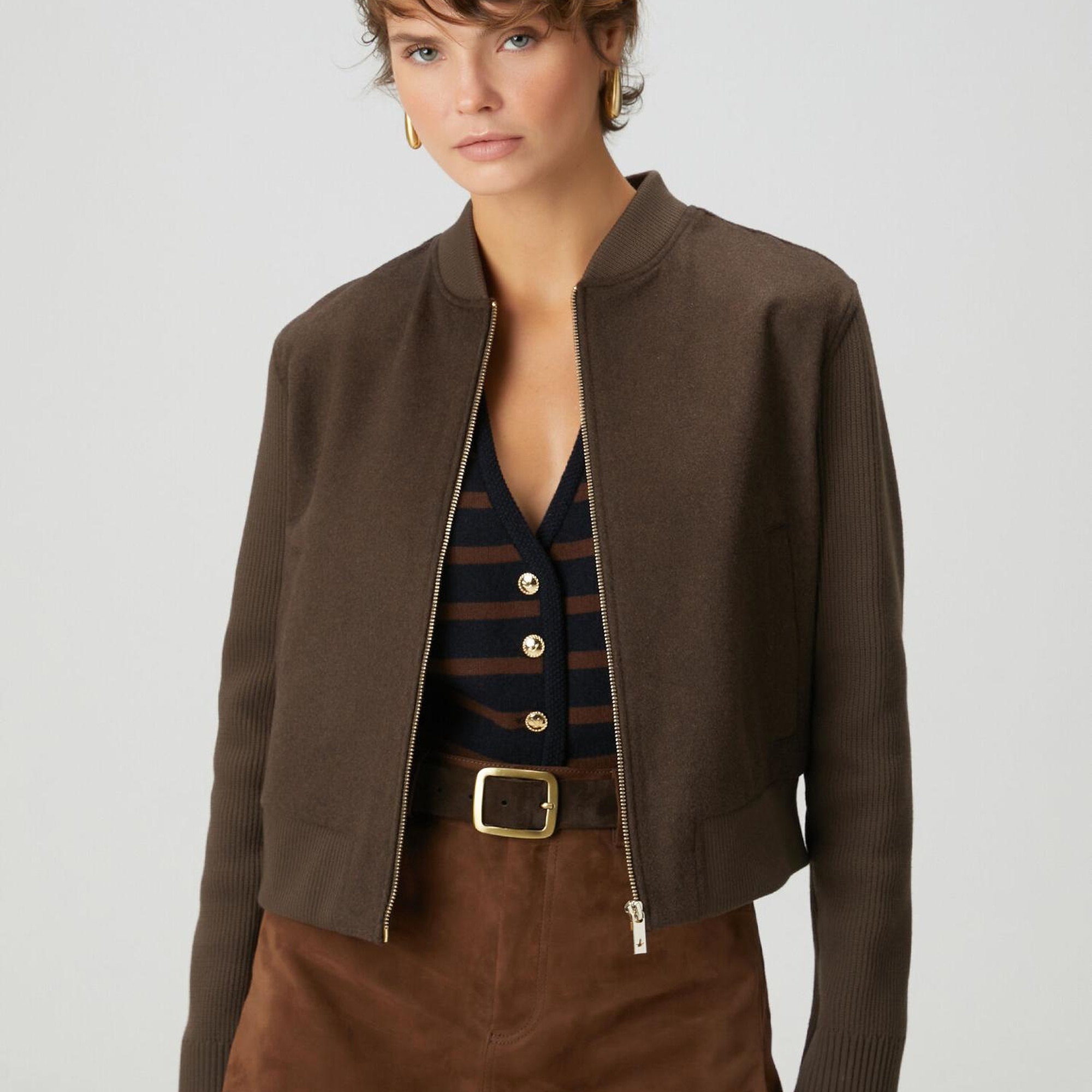 Beymen Club Kadın Kahverengi Yün Kaşe Bomber Ceket