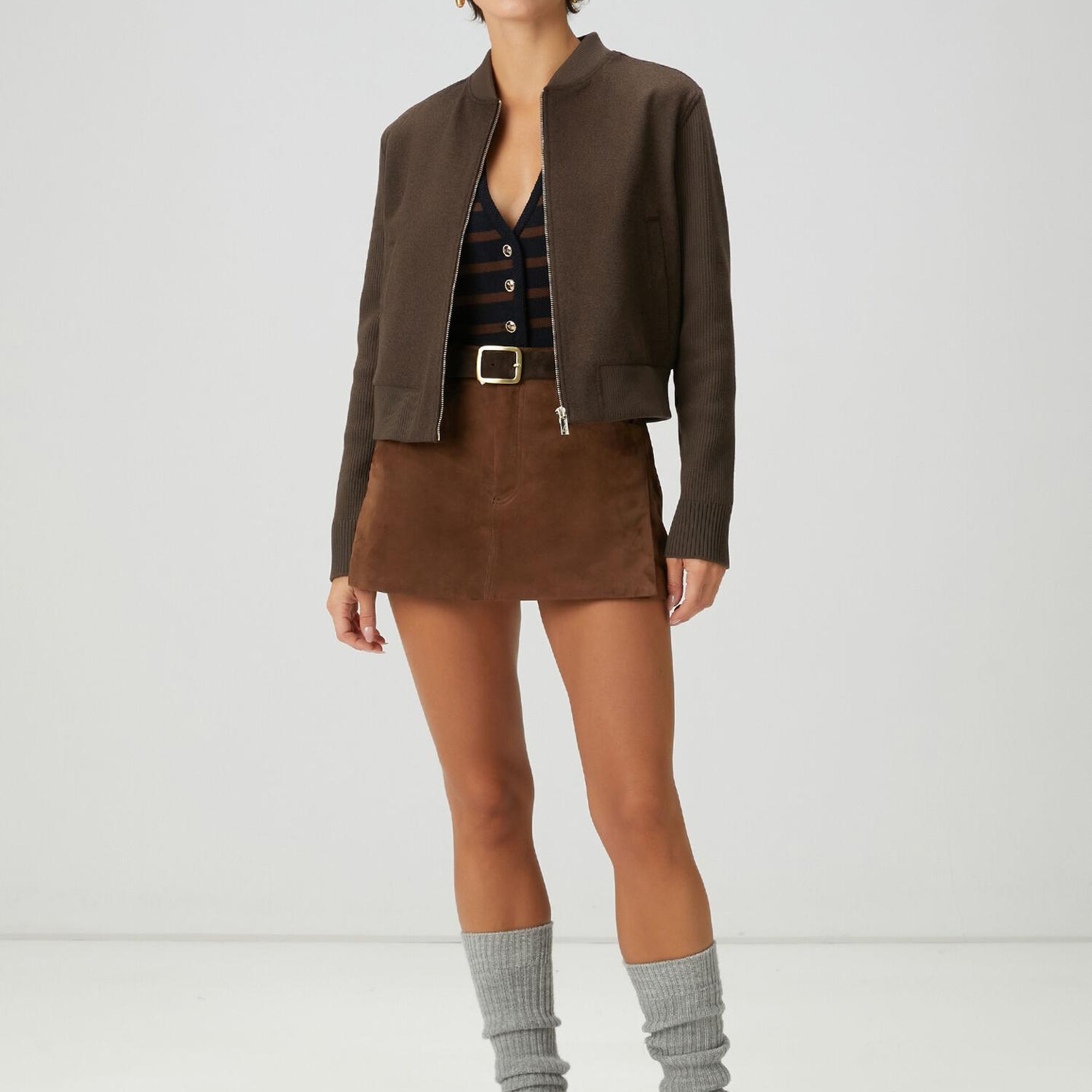 Beymen Club Kadın Kahverengi Yün Kaşe Bomber Ceket