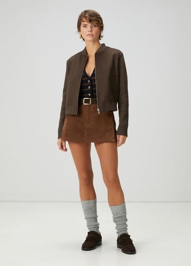  Beymen Club Kadın Kahverengi Yün Kaşe Bomber Ceket