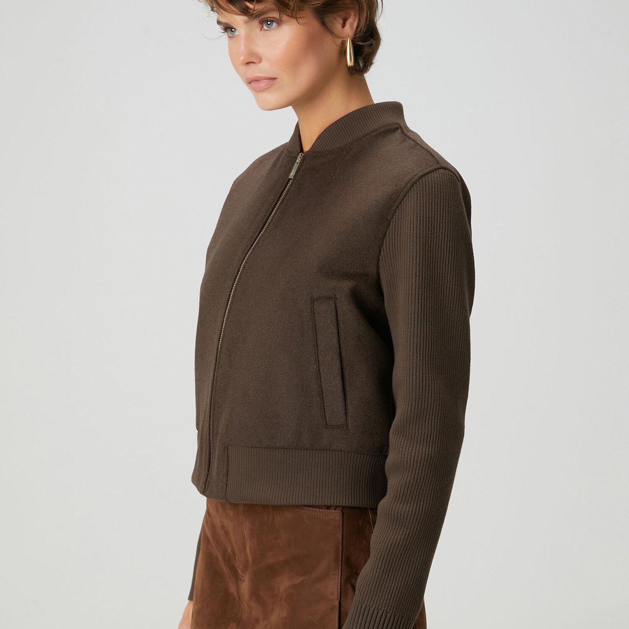 Beymen Club Kadın Kahverengi Yün Kaşe Bomber Ceket