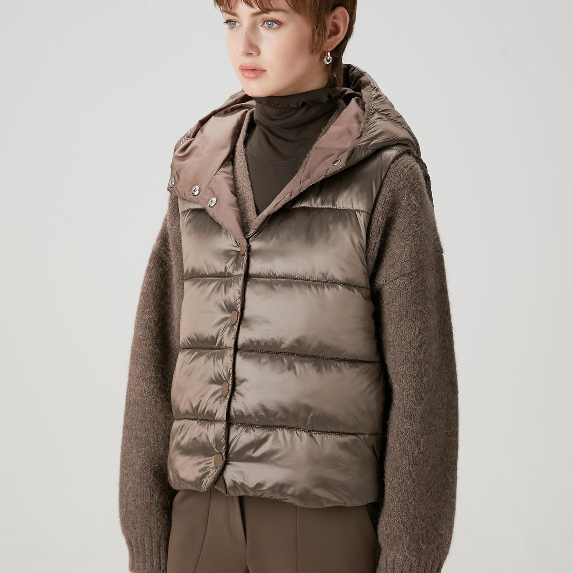 Beymen Club Kadın Vizon Kapüşonlu Puff Yelek