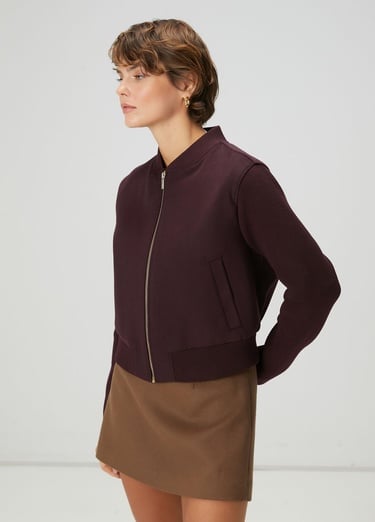  Beymen Club Kadın Bordo Yün Kaşe Bomber Ceket
