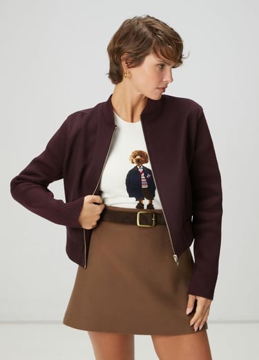  Beymen Club Kadın Bordo Yün Kaşe Bomber Ceket