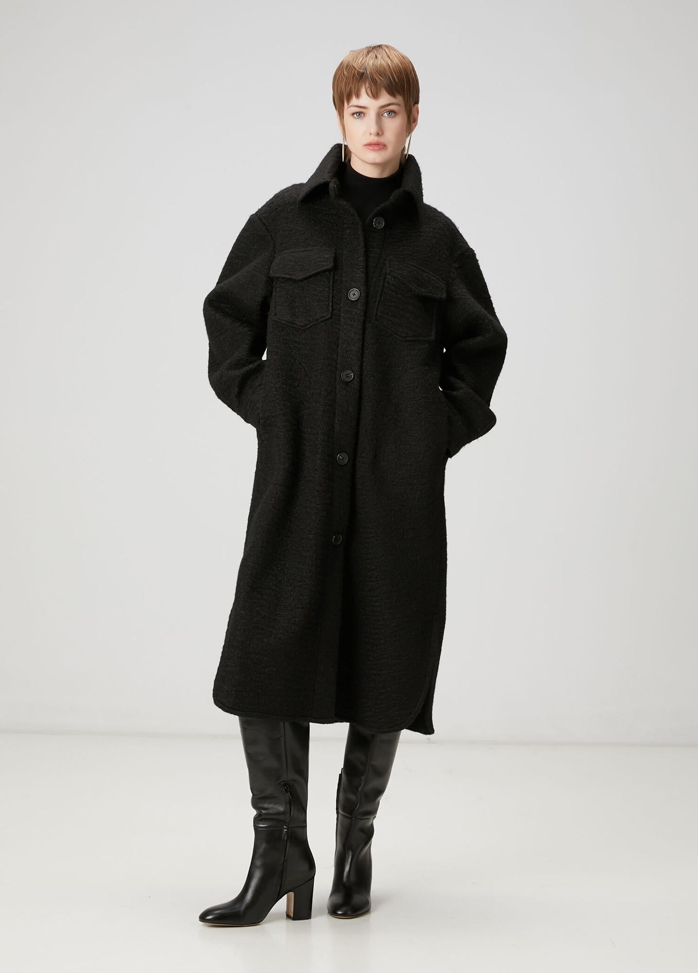  Beymen Club Kadın Siyah Uzun Dış Gömlek