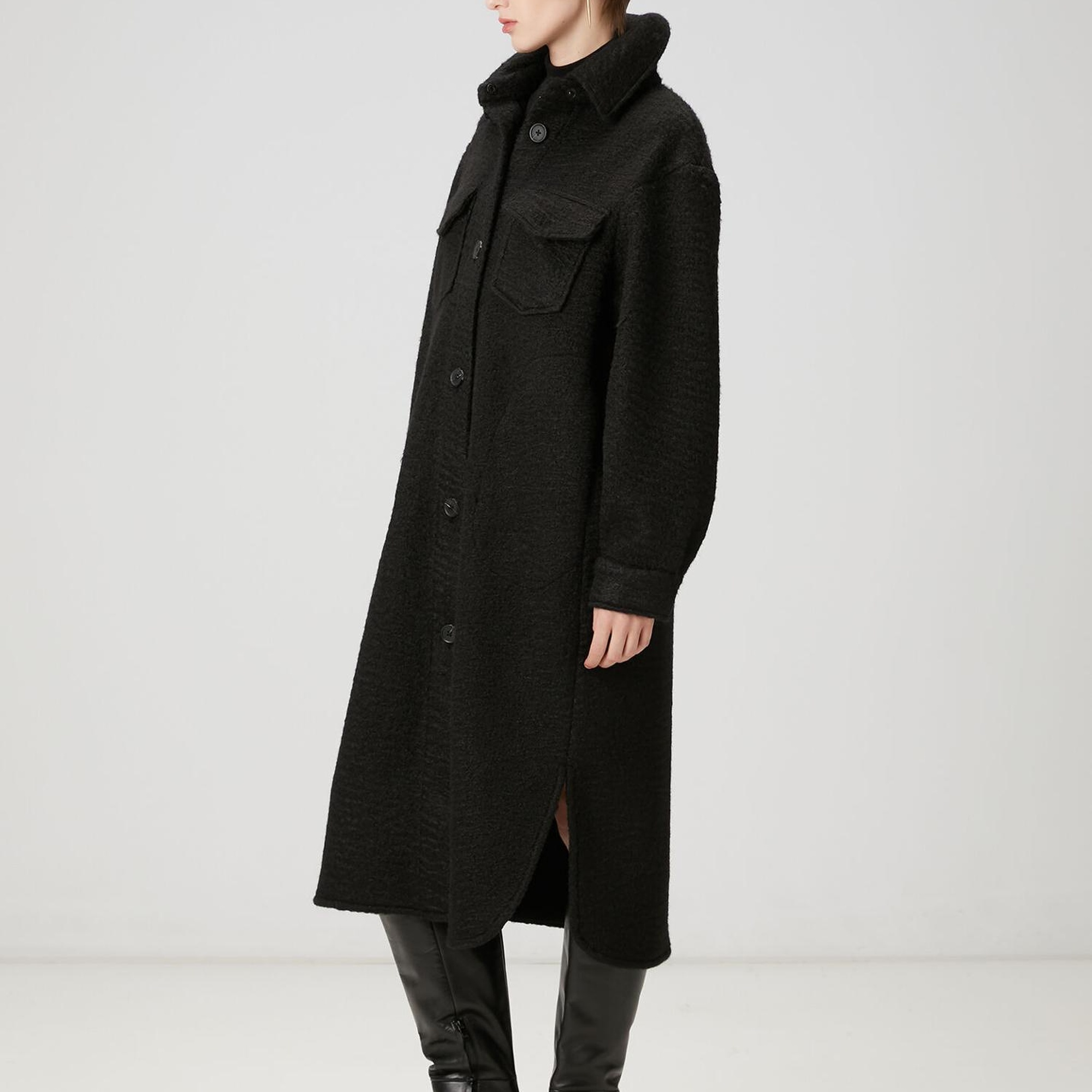 Beymen Club Kadın Siyah Uzun Dış Gömlek