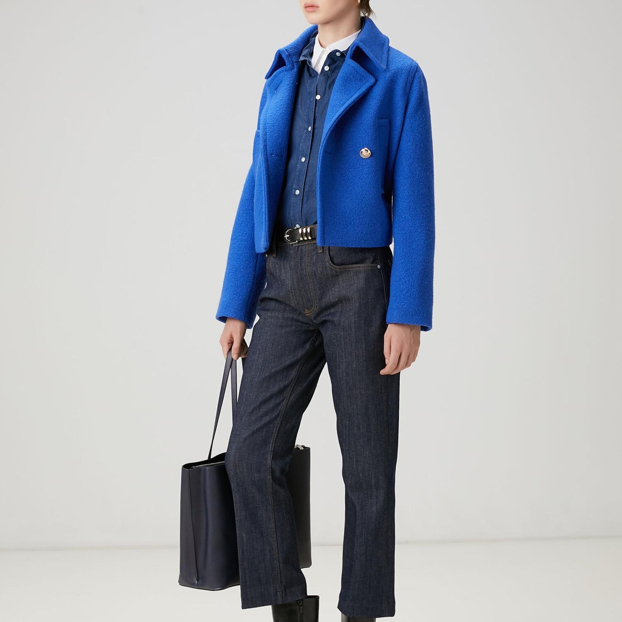 Beymen Club Kadın Koyu Mavi Logo Nakışlı Denim Gömlek