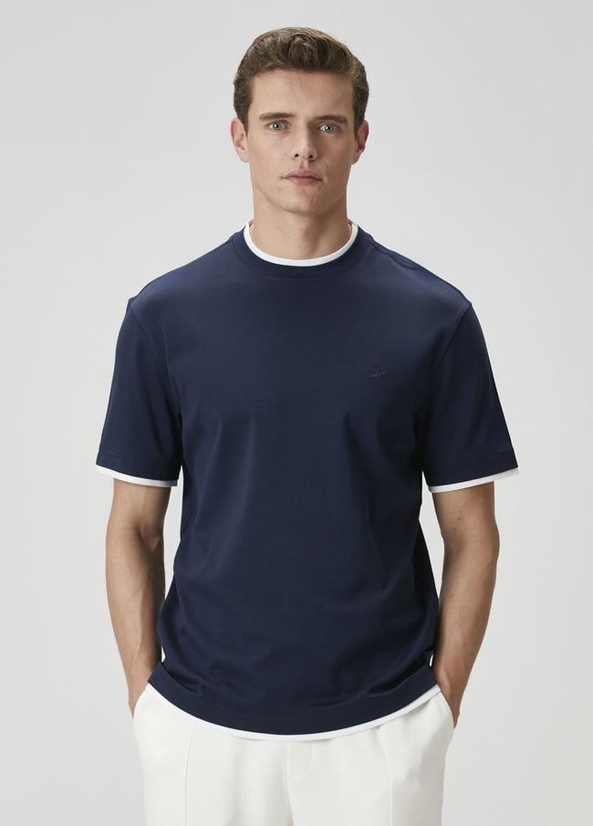  Beymen Club Erkek Lacivert Kontrast T-shirt