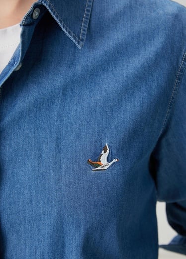  Beymen Club Kadın Mavi Basic Denim Gömlek