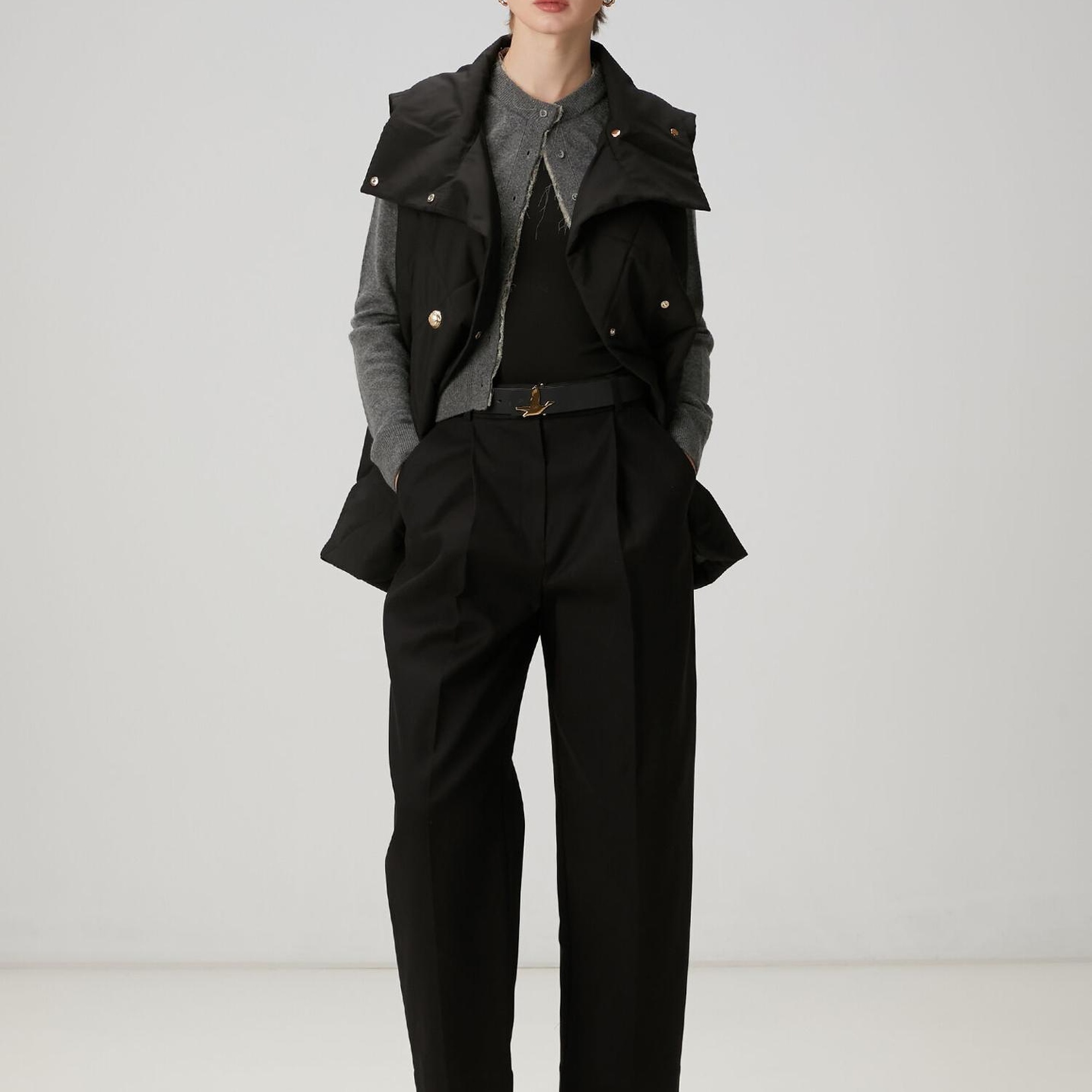 Beymen Club Kadın Siyah Kapitoneli Kruvaze Yelek