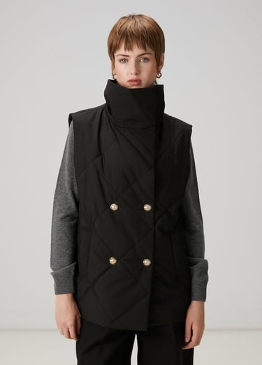  Beymen Club Kadın Siyah Kapitoneli Kruvaze Yelek