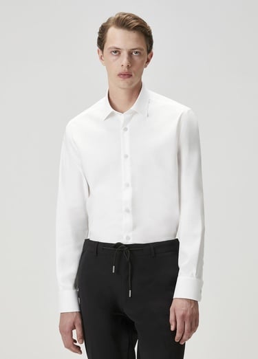  Beymen Club Erkek Slim Fit Beyaz Non-iron Twill Gömlek