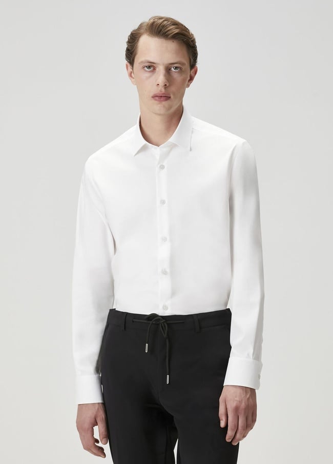  Beymen Club Erkek Slim Fit Beyaz Non-iron Twill Gömlek