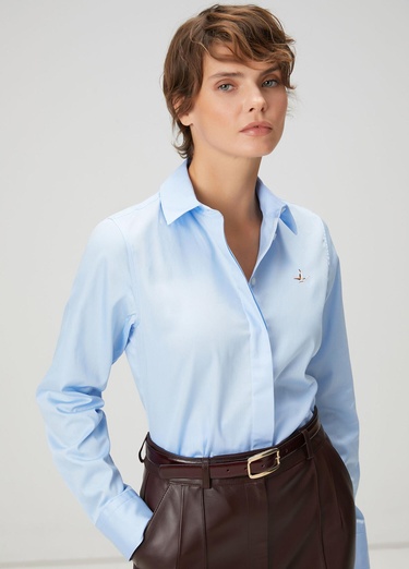  Beymen Club Kadın Mavi Basic Poplin Gömlek